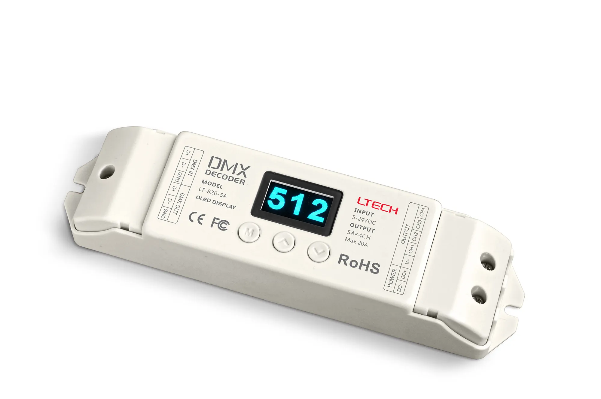4 Channel CV DMX Decoder 5-24VDC